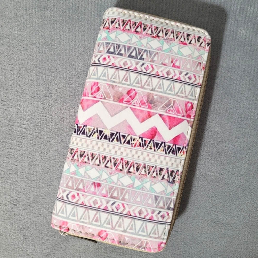 Patterned Zip-Around Wallet